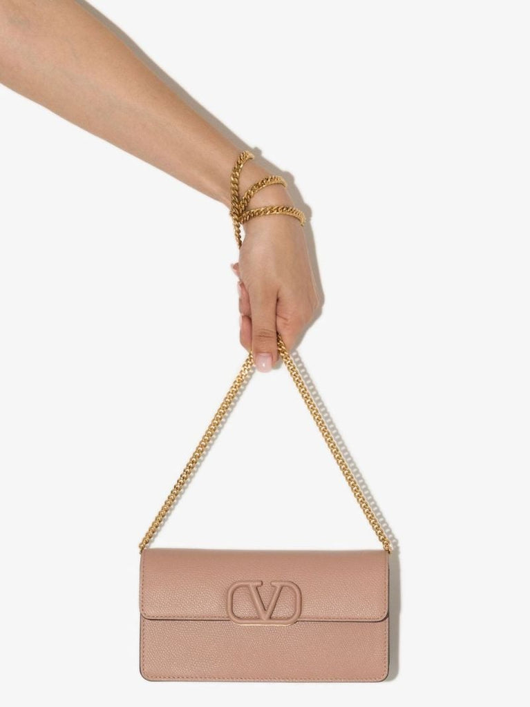 Neutral Vlogo Signature Leather Chain Wallet