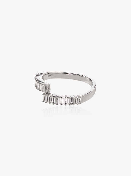 14k White Gold Sadie Pearl Split Diamond Ring
