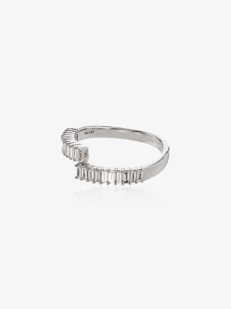 14k White Gold Sadie Pearl Split Diamond Ring