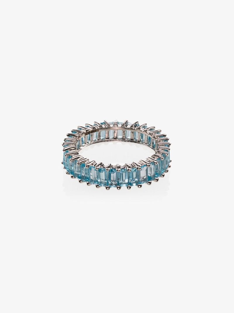 14k White Gold Blue Topaz Ring