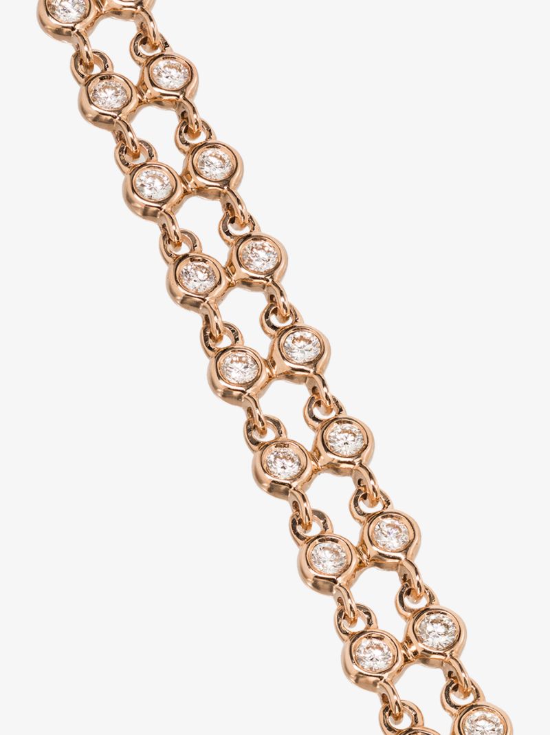 14k Rose Gold Lulu Jack Double Row Bezel Diamond Bracelet