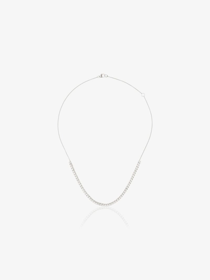 14k White Gold Diamond Half Chain Necklace
