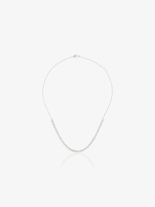 14k White Gold Diamond Half Chain Necklace