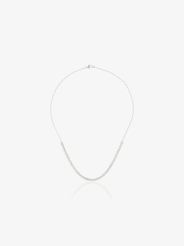 14k White Gold Diamond Half Chain Necklace
