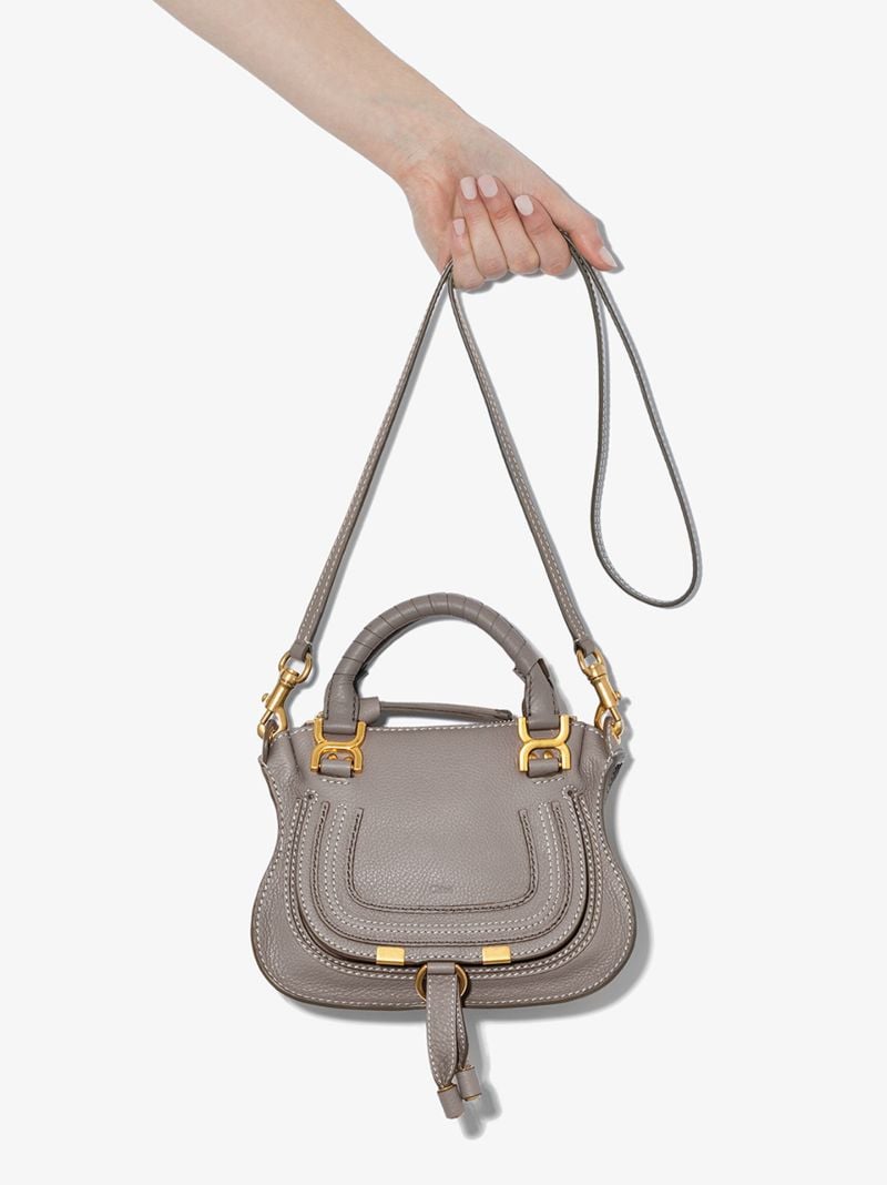 Grey Marcie Mini Leather Shoulder Bag