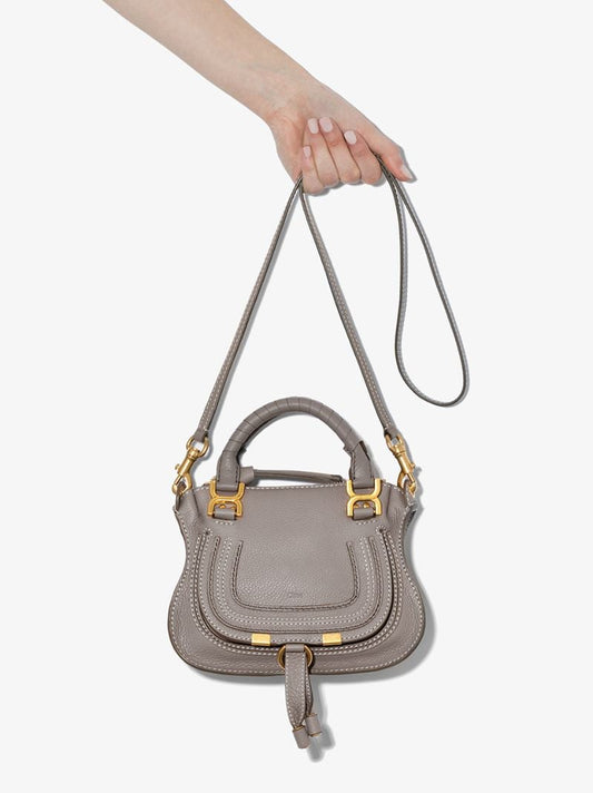 Grey Marcie Mini Leather Shoulder Bag