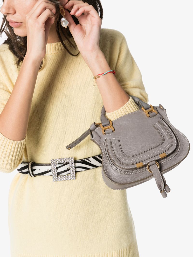 Grey Marcie Mini Leather Shoulder Bag