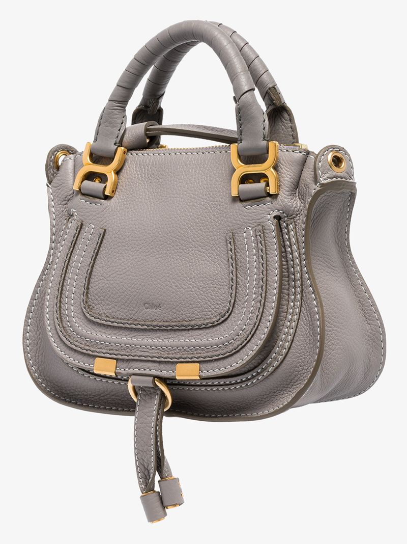 Grey Marcie Mini Leather Shoulder Bag