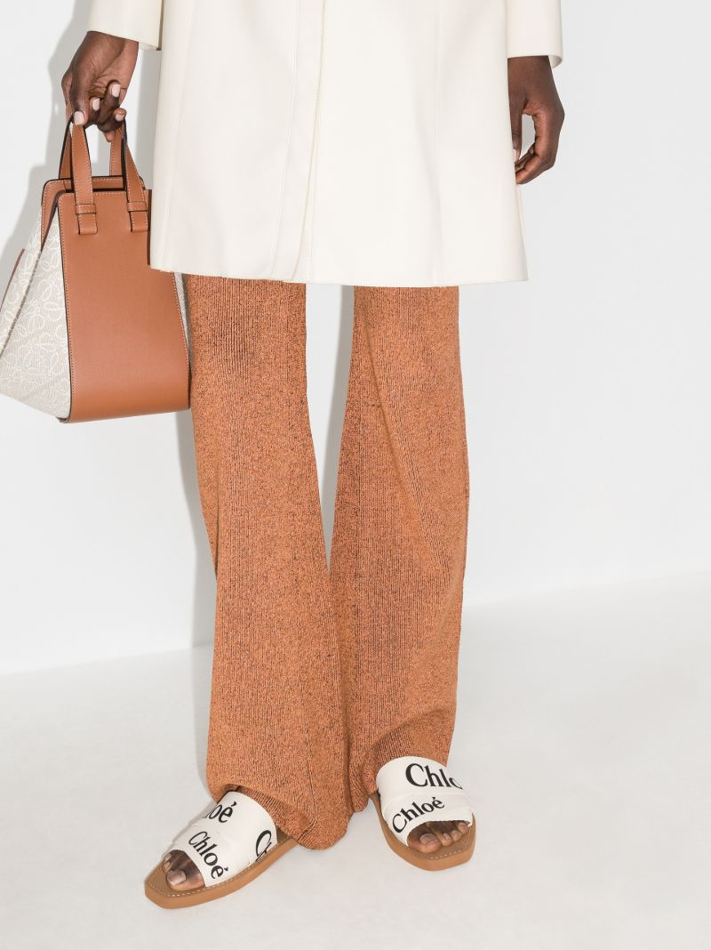 White Woody Logo Strap Sandals