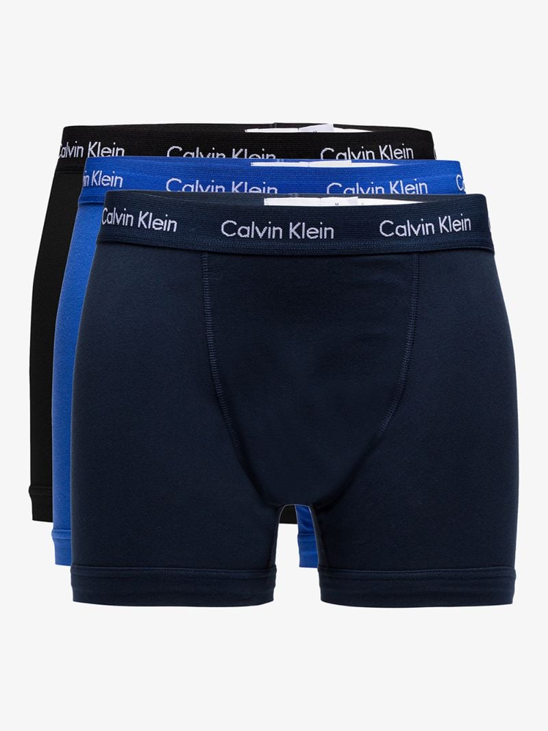 Black and Blue Cotton Boxer Briefs Set