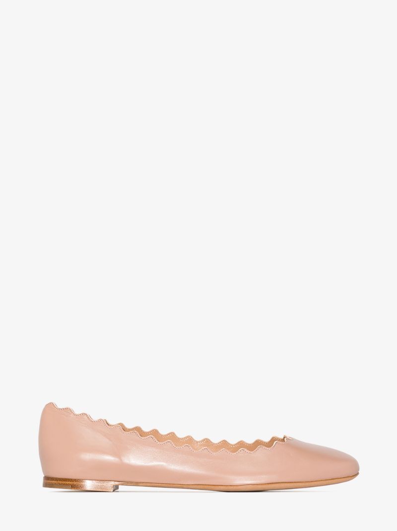 Pink Lauren Scalloped Leather Pumps
