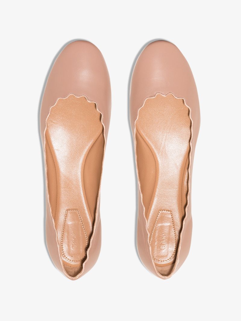 Pink Lauren Scalloped Leather Pumps