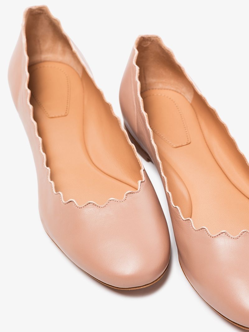 Pink Lauren Scalloped Leather Pumps