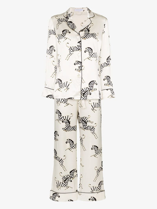 Lila Zebra Print Silk Pyjama Set