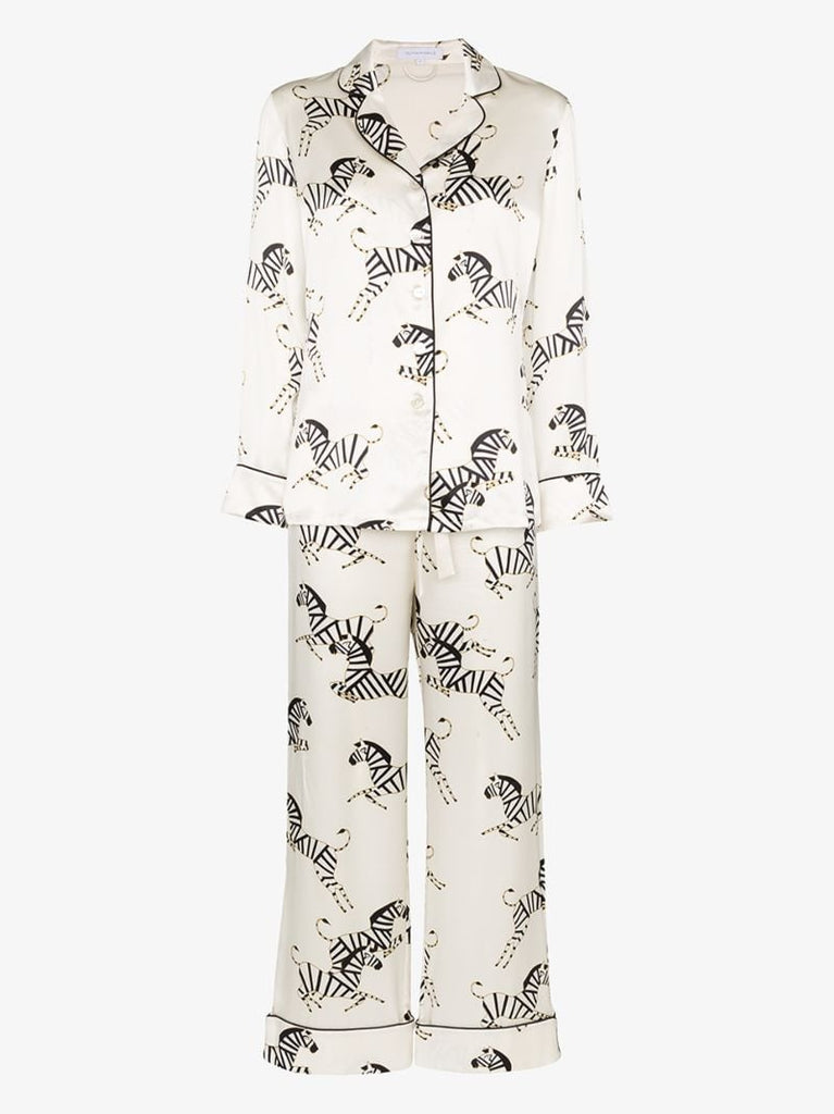 Lila Zebra Print Silk Pyjama Set