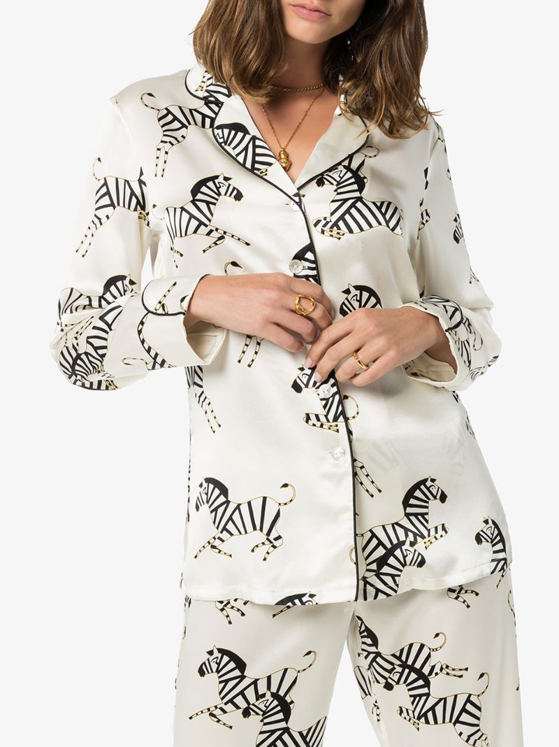 Lila Zebra Print Silk Pyjama Set