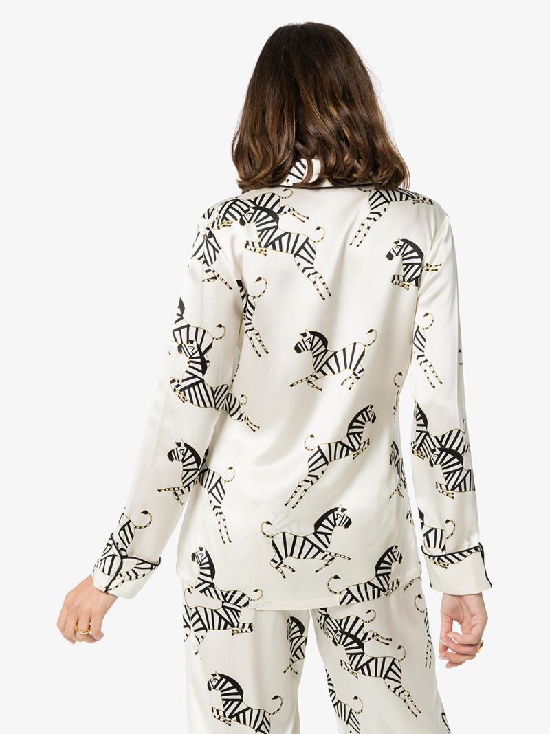 Lila Zebra Print Silk Pyjama Set
