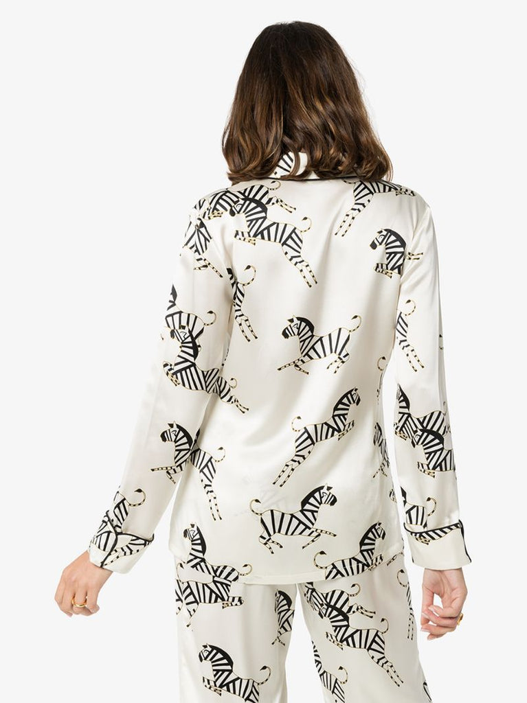 Lila Zebra Print Silk Pyjama Set