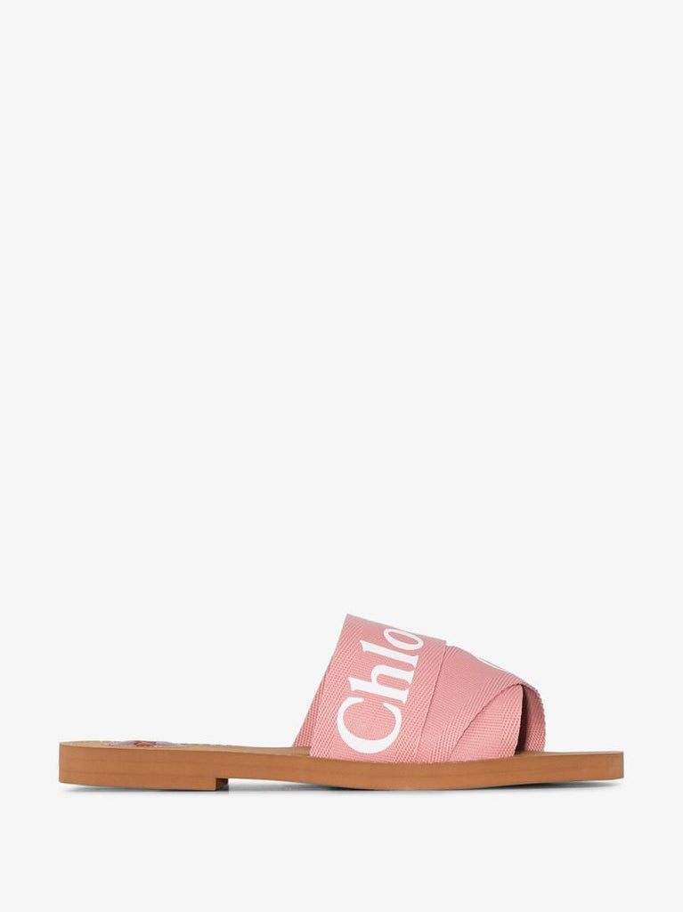 Pink Woody Logo Strap Sandals