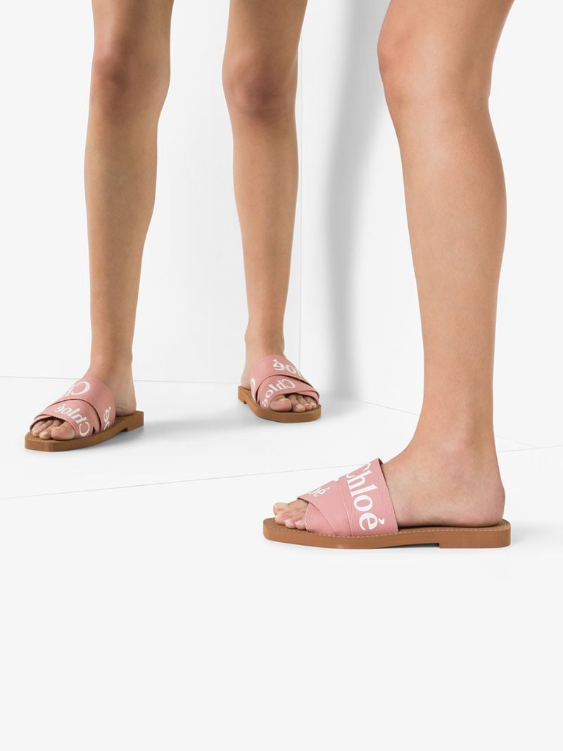 Pink Woody Logo Strap Sandals