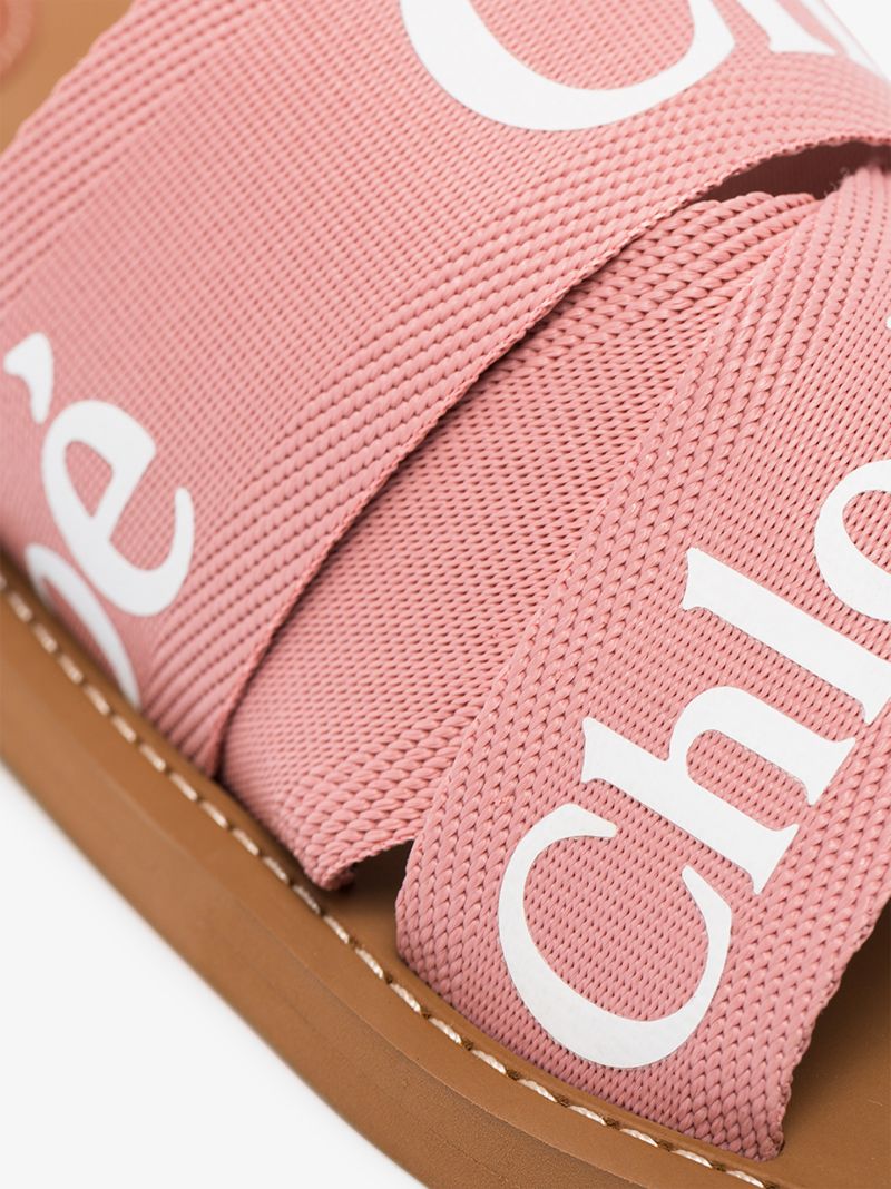 Pink Woody Logo Strap Sandals