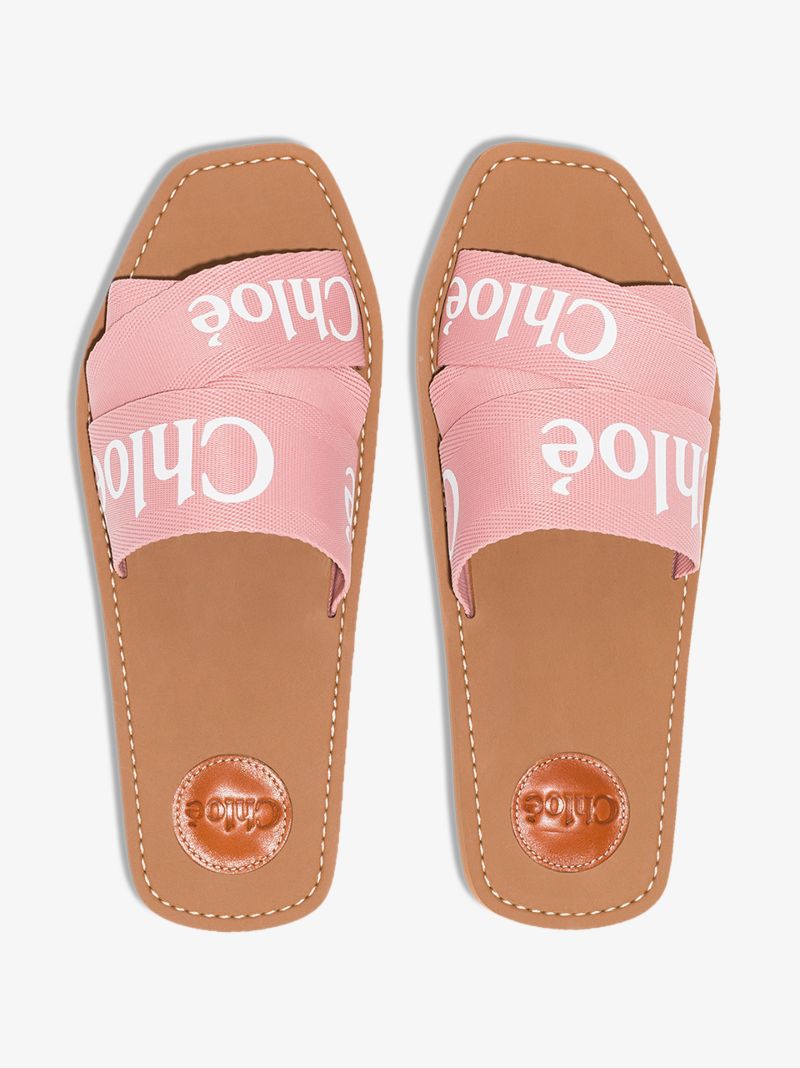 Pink Woody Logo Strap Sandals