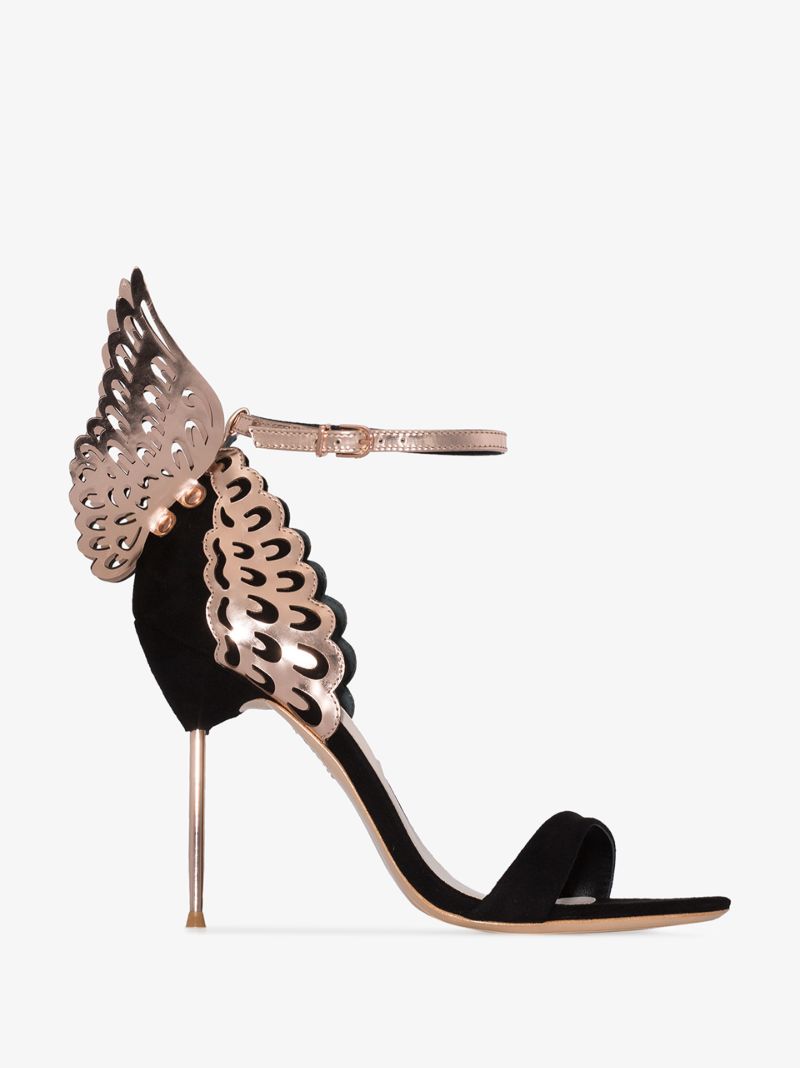 Rose Gold and Black Evangeline 100 Butterfly Sandals