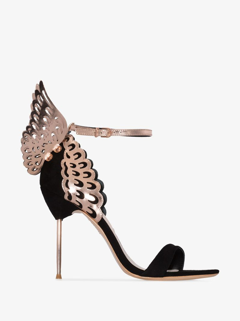 Rose Gold and Black Evangeline 100 Butterfly Sandals