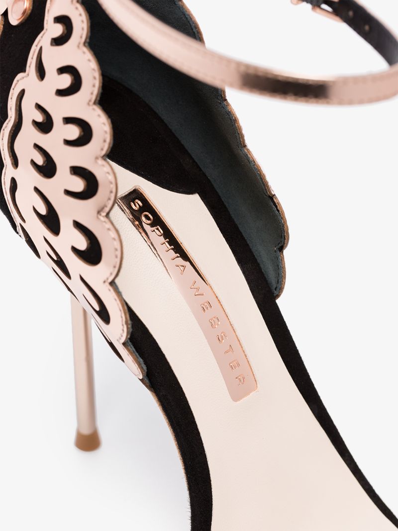 Rose Gold and Black Evangeline 100 Butterfly Sandals