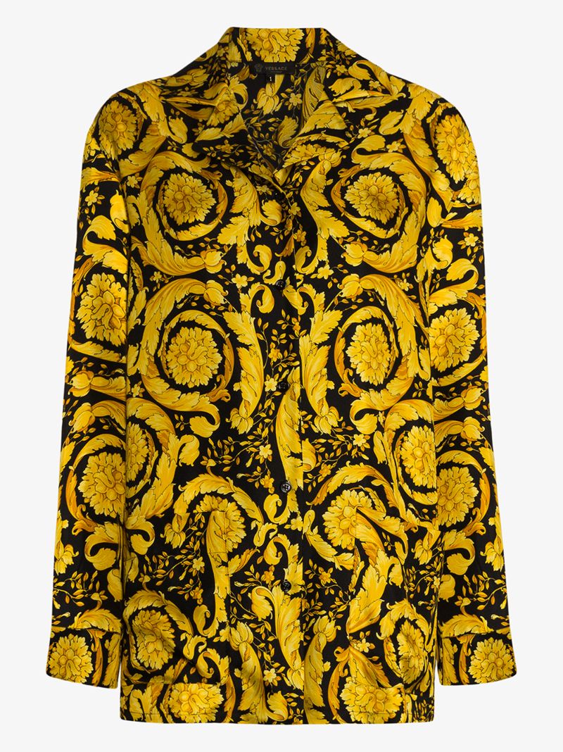 Baroque Print Silk Pyjama Shirt