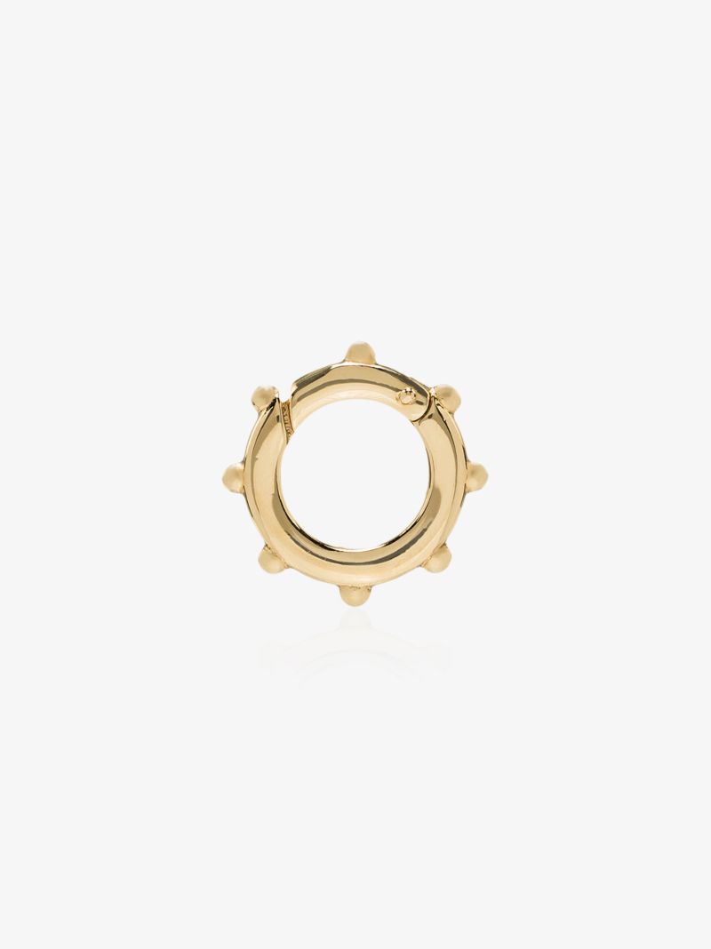 18k Yellow Gold Dotted Chubby Annex Link Necklace Charm