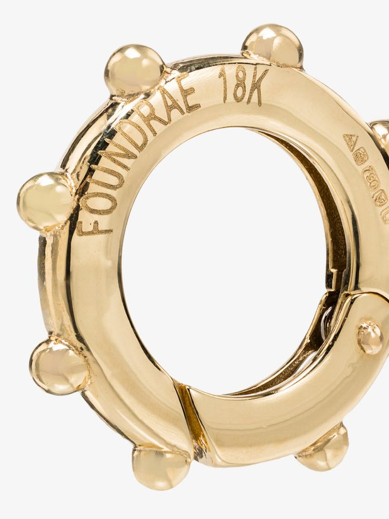 18k Yellow Gold Dotted Chubby Annex Link Necklace Charm