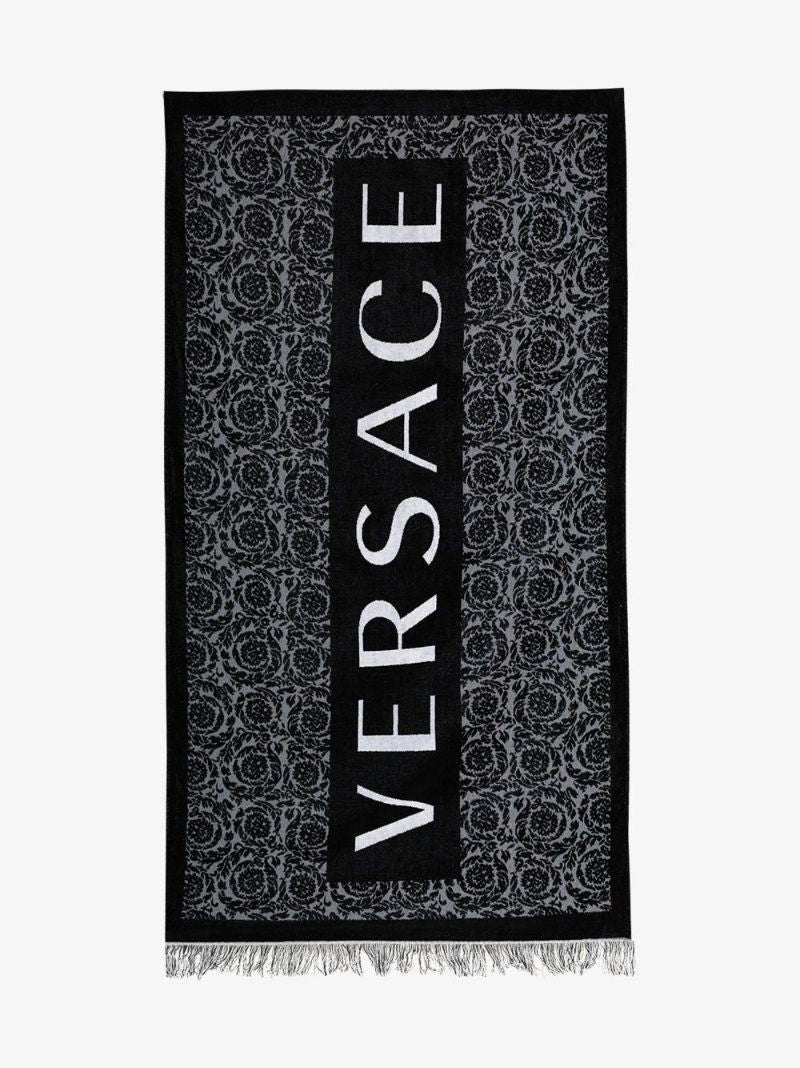 Black and White Logo Beach Towel