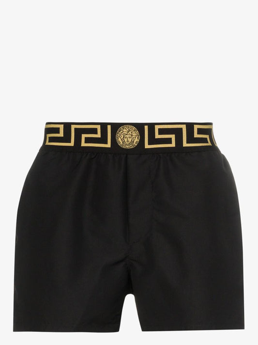 Medusa Logo Greca Border Swim Shorts