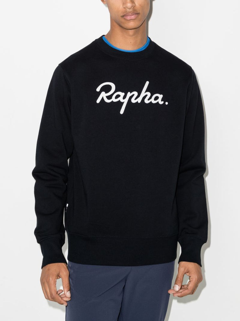 Black Logo Embroidered Organic Cotton Sweatshirt