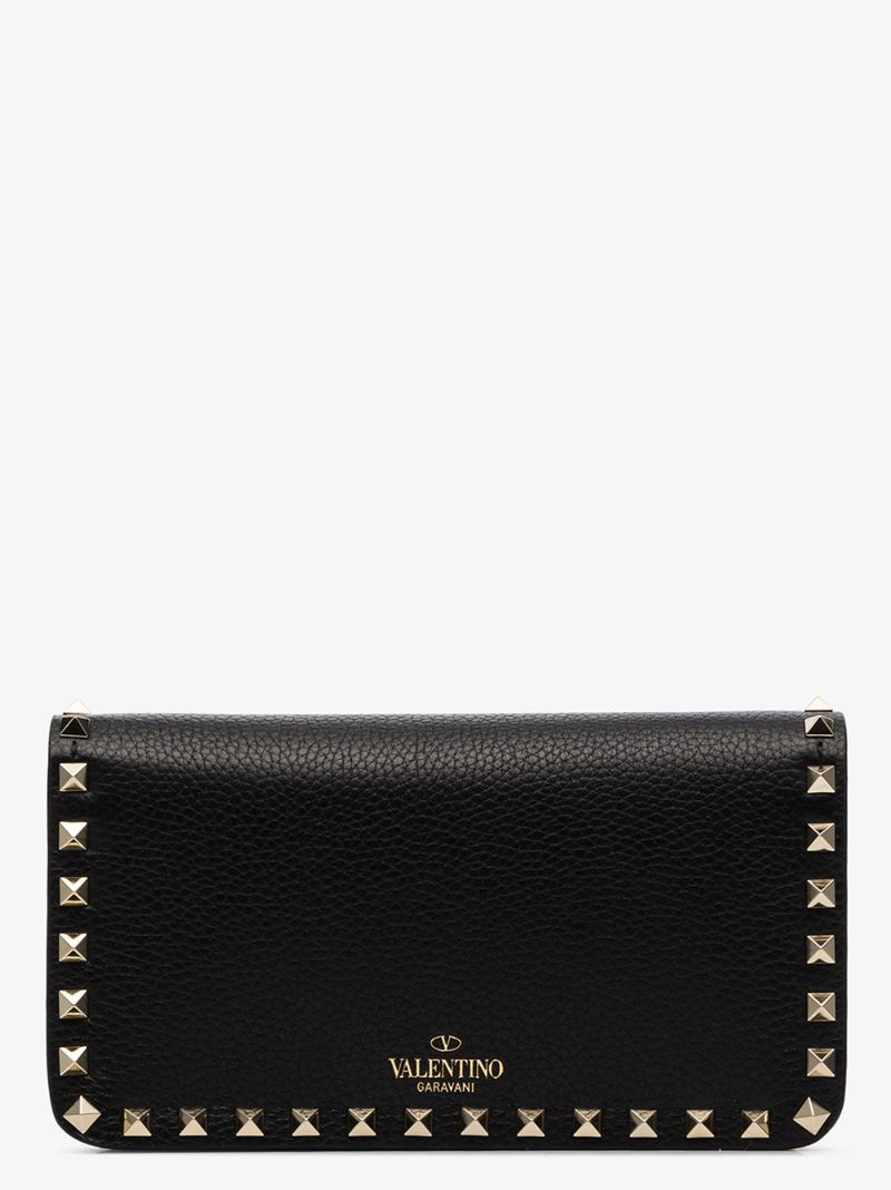 Black Rockstud Leather Shoulder Bag