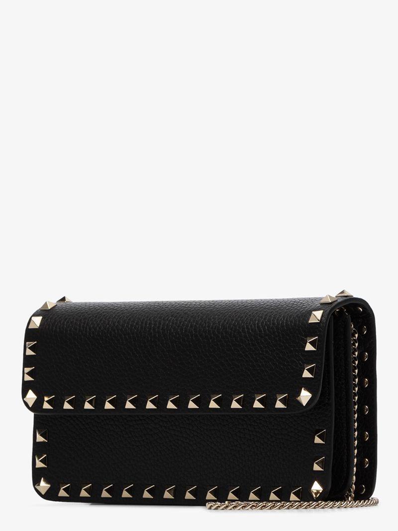 Black Rockstud Leather Shoulder Bag