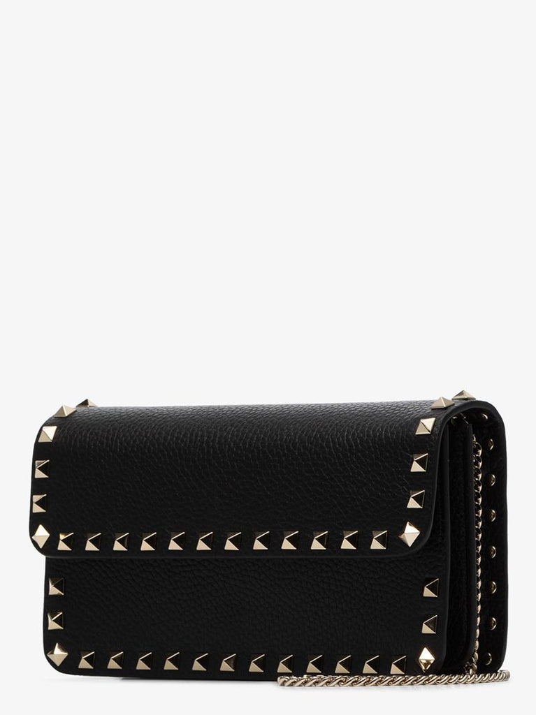 Black Rockstud Leather Shoulder Bag