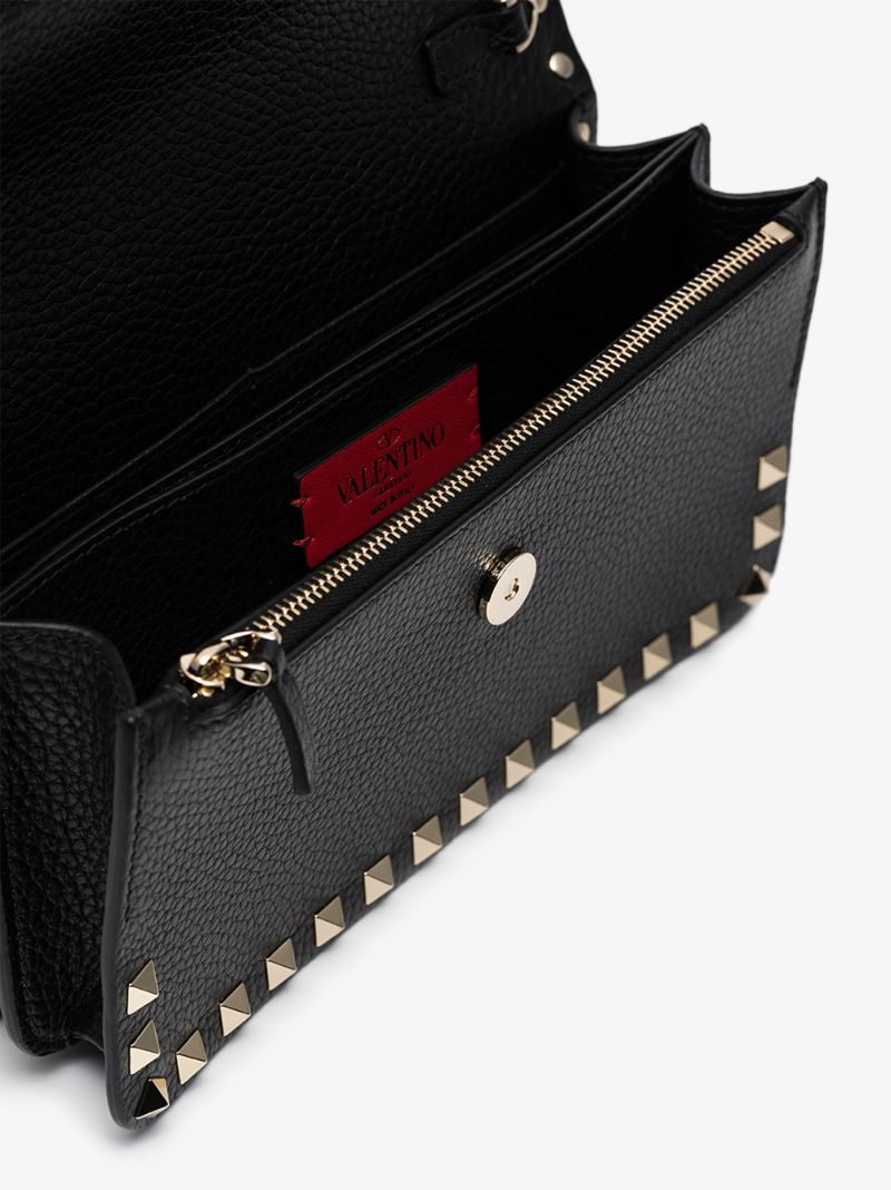Black Rockstud Leather Shoulder Bag