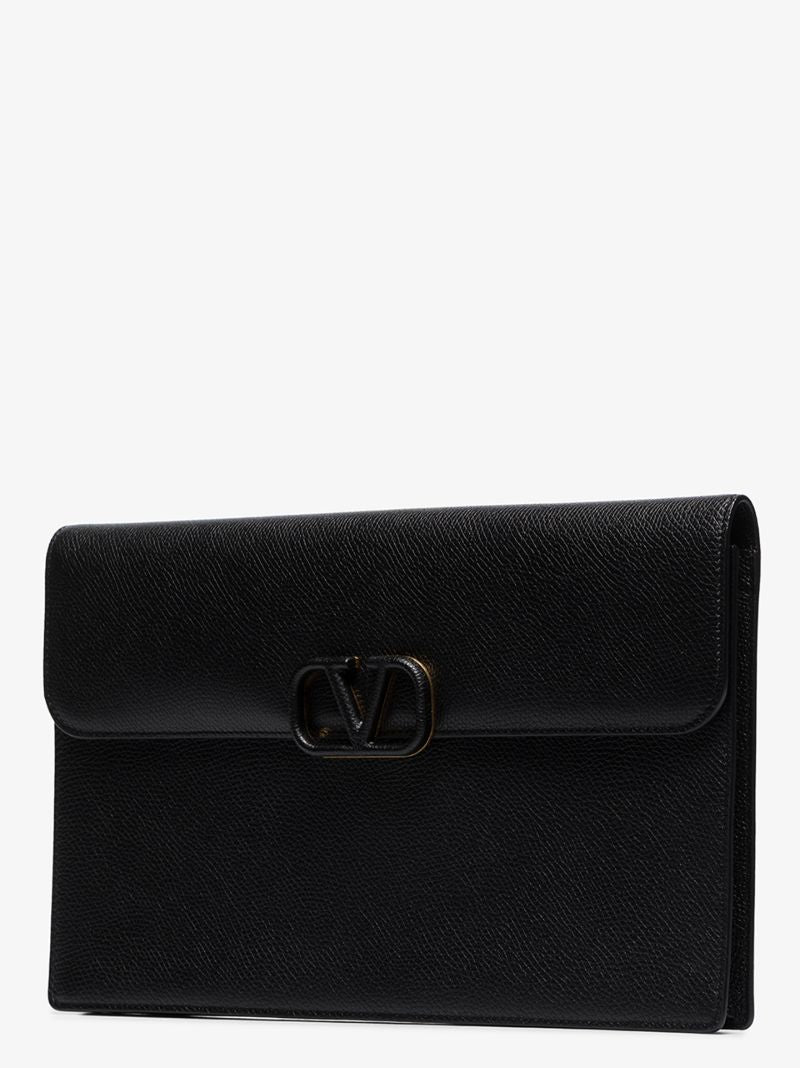 Black Garavani Vlogo Large Envelope Clutch Bag