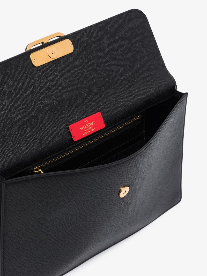Black Garavani Vlogo Large Envelope Clutch Bag