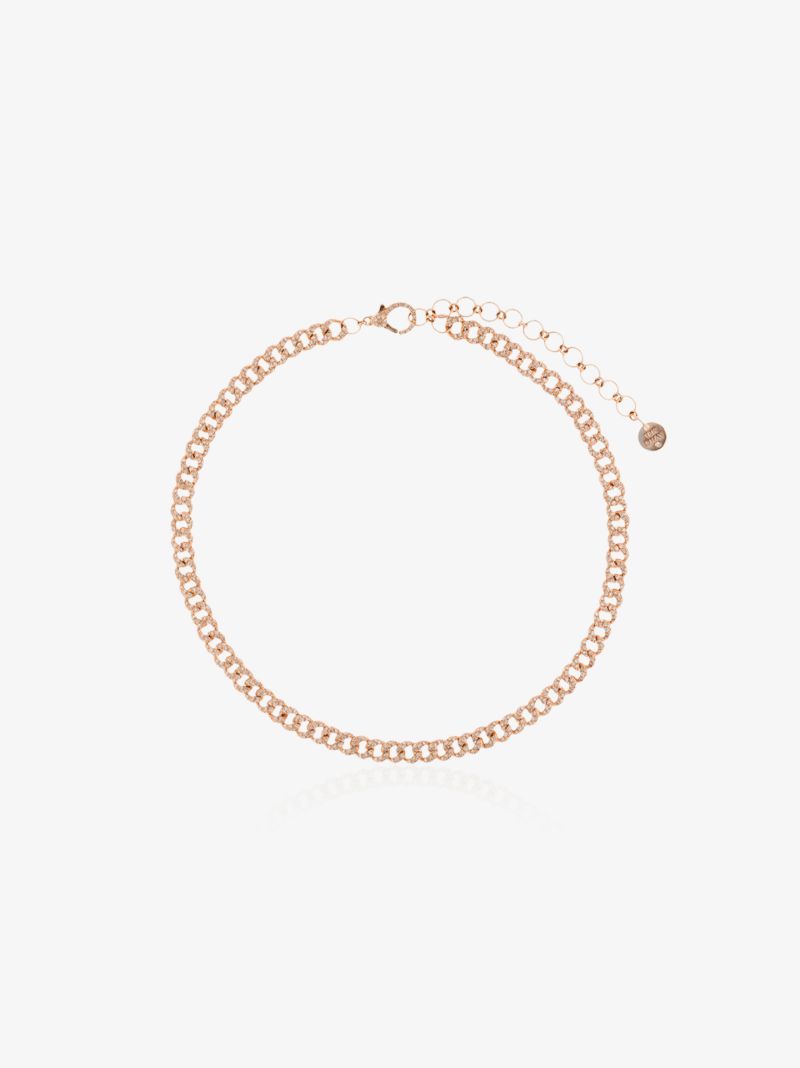 18k Rose Gold Mini Link Diamond Necklace