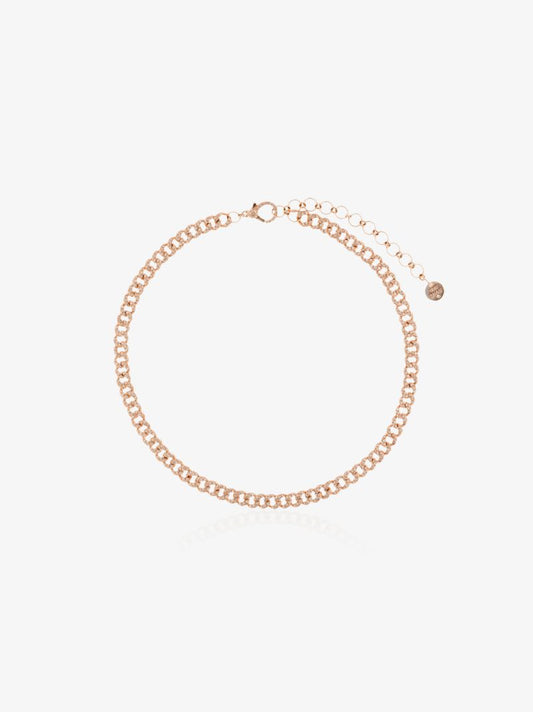 18k Rose Gold Mini Link Diamond Necklace