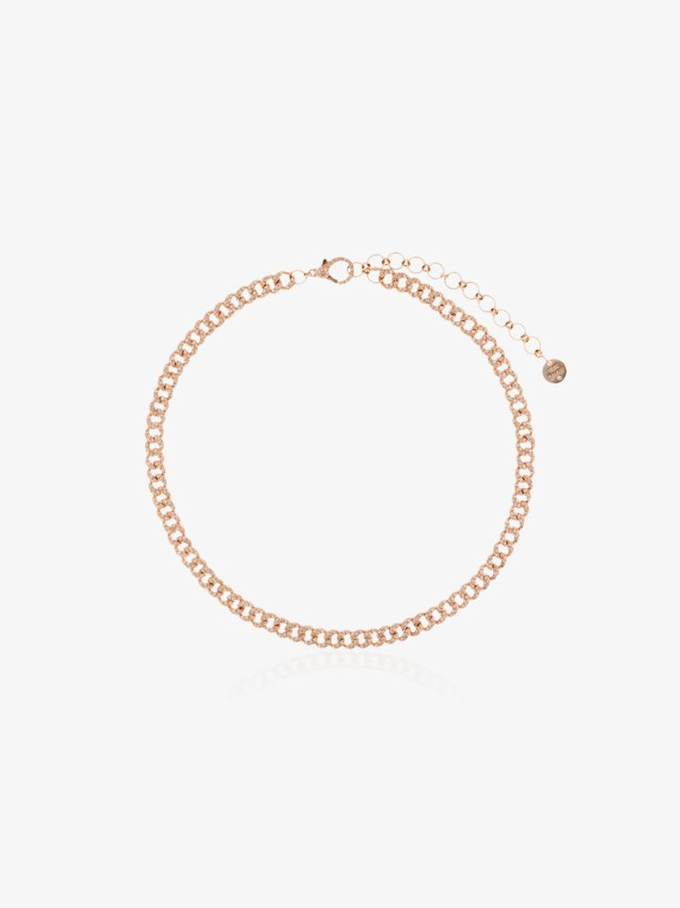 18k Rose Gold Mini Link Diamond Necklace