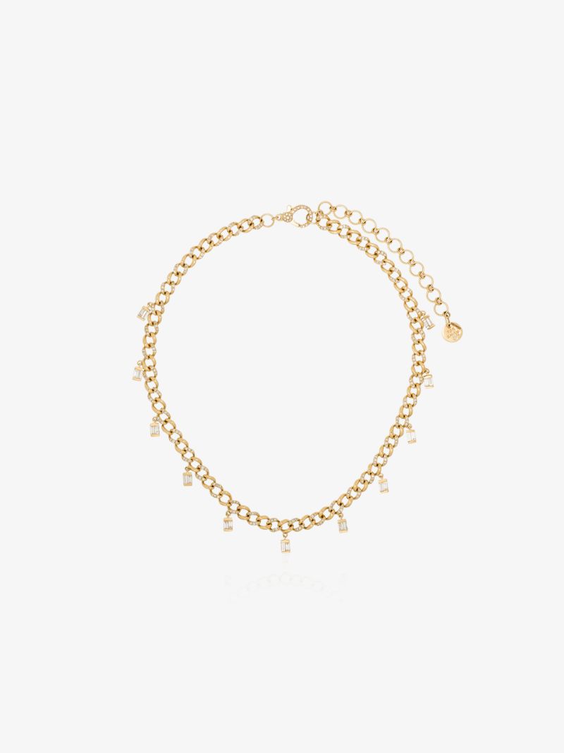 18k Yellow Gold Diamond Link Choker