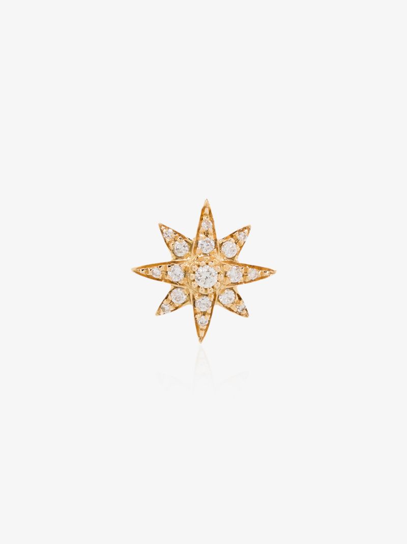18k Yellow Gold Mini Starburst Diamond Earring
