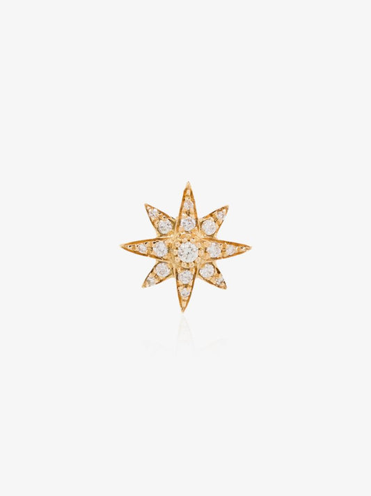 18k Yellow Gold Mini Starburst Diamond Earring