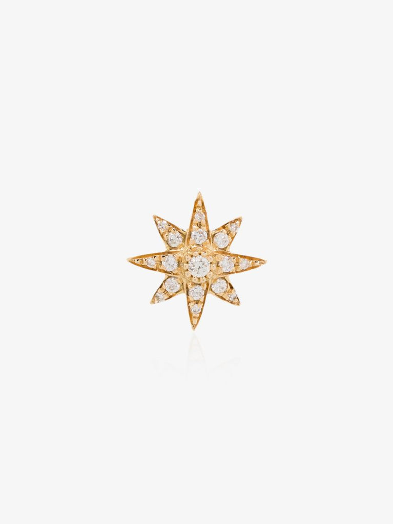 18k Yellow Gold Mini Starburst Diamond Earring