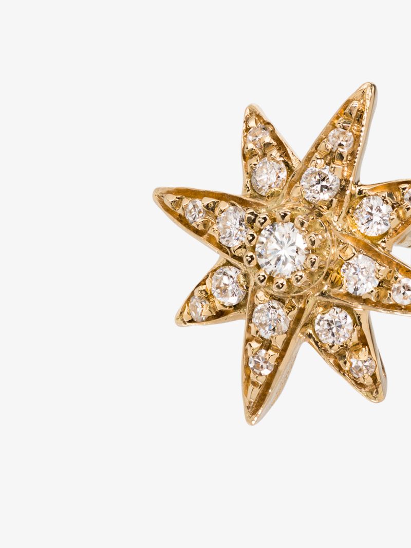 18k Yellow Gold Mini Starburst Diamond Earring