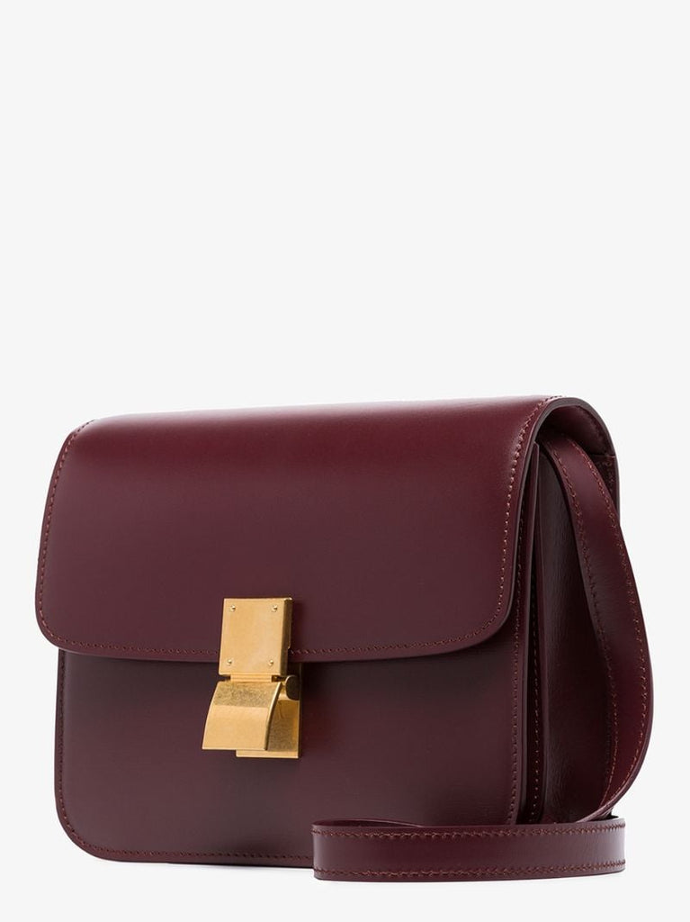 Burgundy Teen Box Leather Shoulder Bag